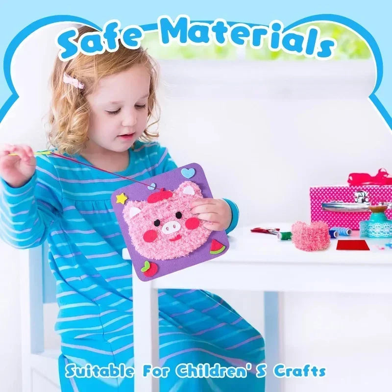 DIY Cartoon Animal Embroidery Doll Kits Fun Non-woven Fabric Threading Sewing Boards Kids Children Handmade Crafts Toys Gifts