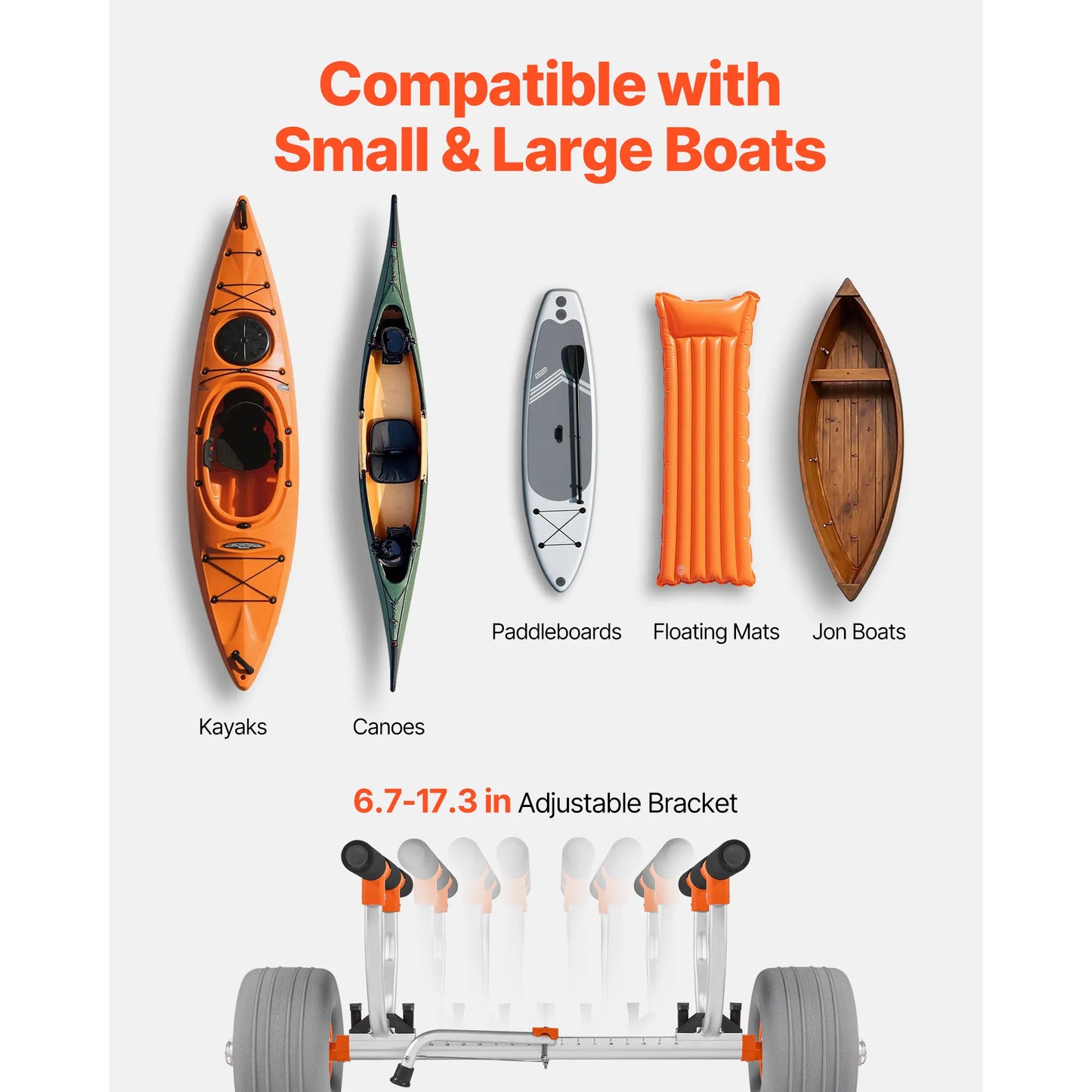 SucceBuy Kayak Cart Trolley 350 lbs with 12in Inflatable PU Tires & 2 Straps Paddle Board Trolley for Carrying Kayaks Canoes