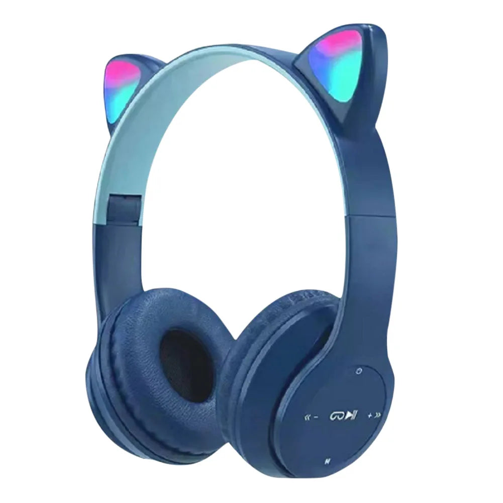 Wireless Bluetoot 5.0 Headphones Cat Ear Gaming Headset Glow Light Helmets Cute Sports Music Headsets For Children Girl Gifts
