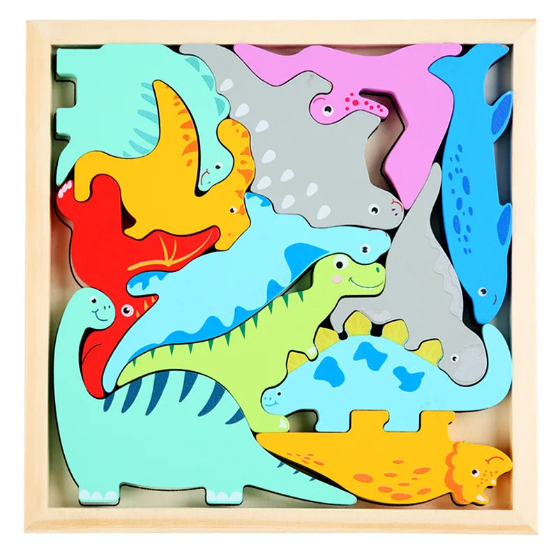 Hot New 3D Puzzle Wooden Toys Baby Learning Educational Hand Grasp Board Cartoon Animal Fruit and Vegetable Jigsaw Toy Gifts