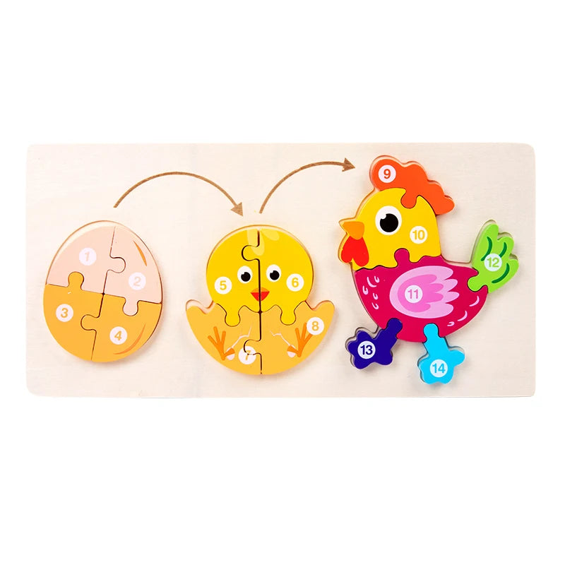 Baby Toy Wooden 3D Puzzle Toys Life cycle puzzle Cartoon Jigsaw For Children Baby Early Education Intelligence for Kids