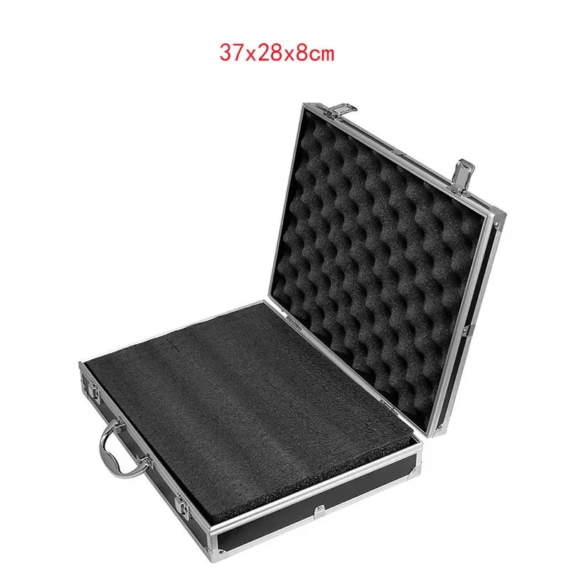 Shockproof Aluminum Tool Organizer Case, Portable Protective Box with Foam Sponge for DIY and Industrial Use