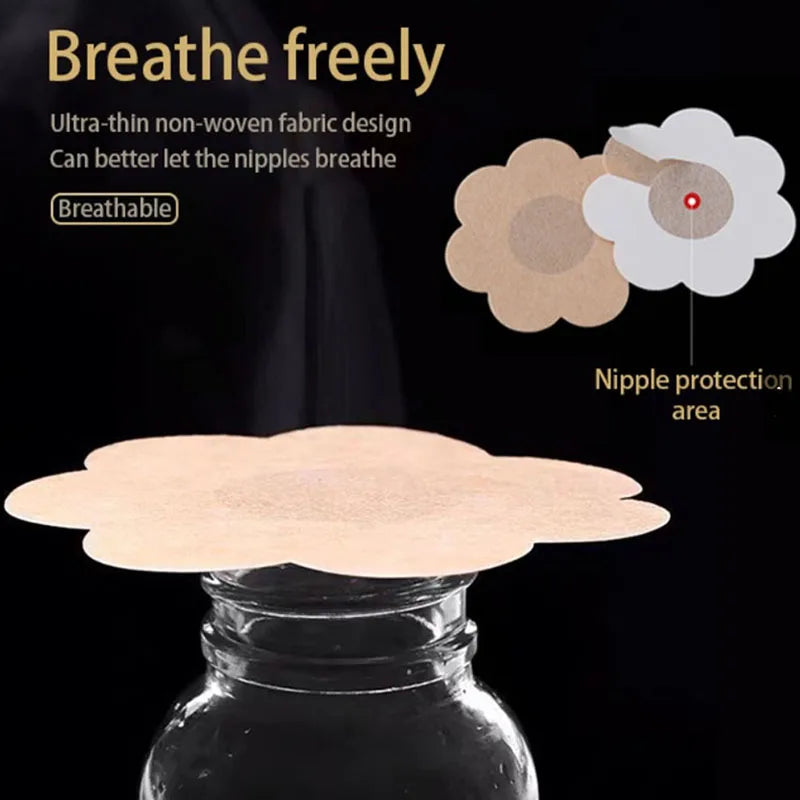 Women Nipple Sticker Disposable Invisible Chest Sticker Non-woven Bra Breast Patch Bra-less Pasties Pad Nipple Cover Stickers