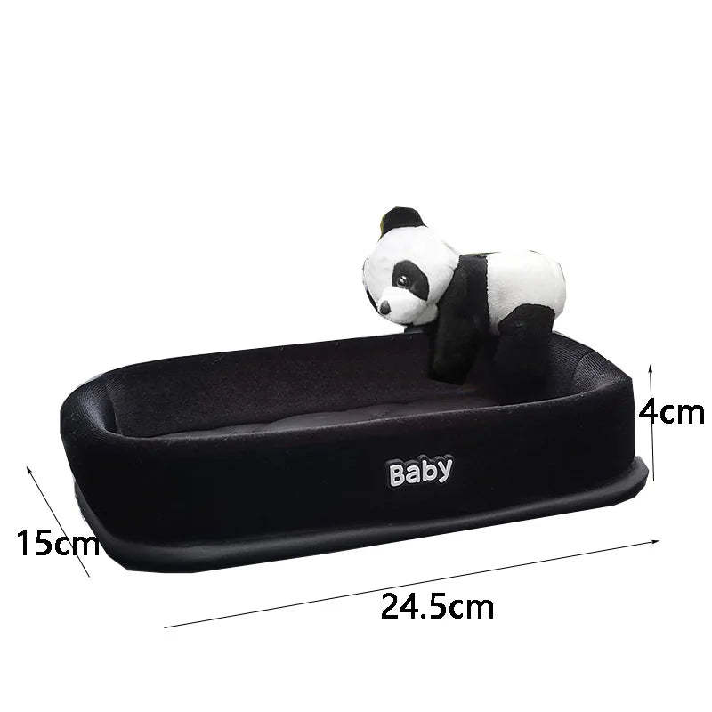Cute Cartoon Panda Bear Plush Car Armrest Storage Box Auto Center Console Arm Rest Organizer For Phone Keys Coin Basin Holder