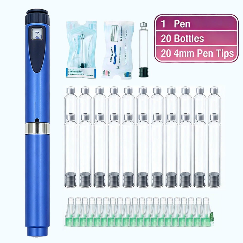 Multi-use Precise Dosing Reusable Injection Pen Set 3ml Empty Cassette Bottle Cartridges 4/6/8mm Disposable Pen Tip for Insulin