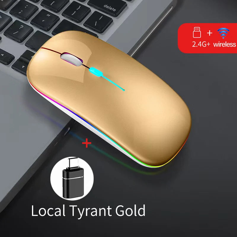 Wireless Mouse Dual Mode Bluetooth-Compatible Mouse LED Rechargeable Laptop Mouse Portable Computer Mice for Laptop ipad Tablet