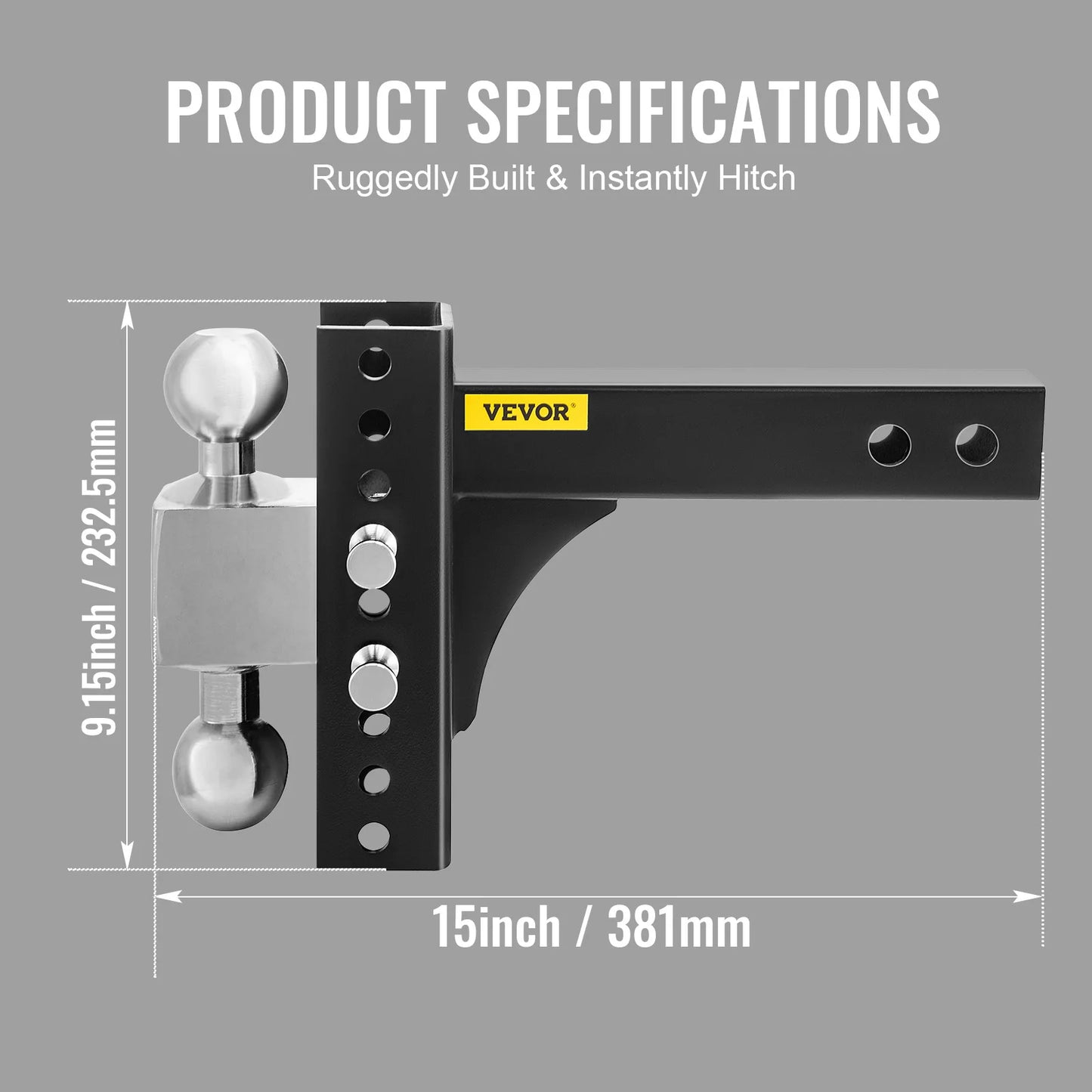 VEVOR Adjustable Trailer Hitch Heavy Duty 6/8" Rise & Drop Hitch Ball Mount Tow W/ Key Lock for Automotive Truck Trailers Towing