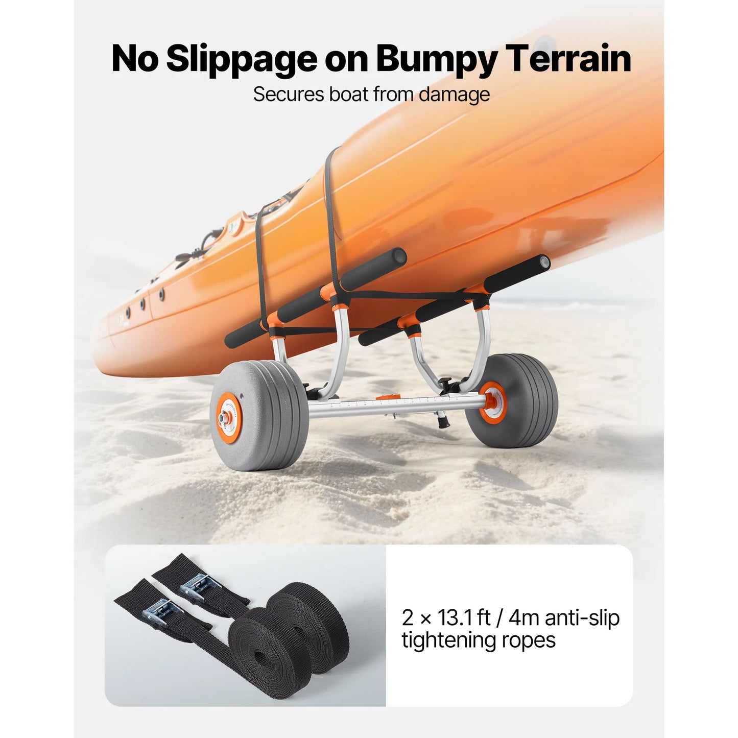 SucceBuy Kayak Cart Trolley 350 lbs with 12in Inflatable PU Tires & 2 Straps Paddle Board Trolley for Carrying Kayaks Canoes