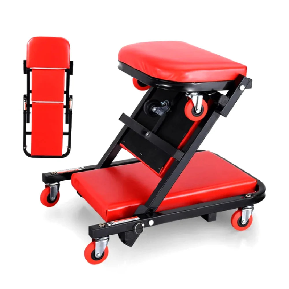 Folding Z-Creeper 2-in-1 Mechanic Stool, 36" Rolling Garage Chair & 6 Casters,300LBS Auto Repair Creeper for Shop,Lay Downor Sit
