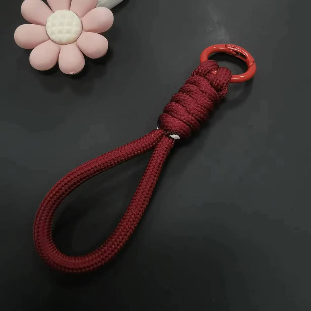12cm Paracord Braided Woven Keychain Wrist Rope Phone case Anti-lost Rope Strap Key Ring Tactical Survival Tool Backpack Buckle