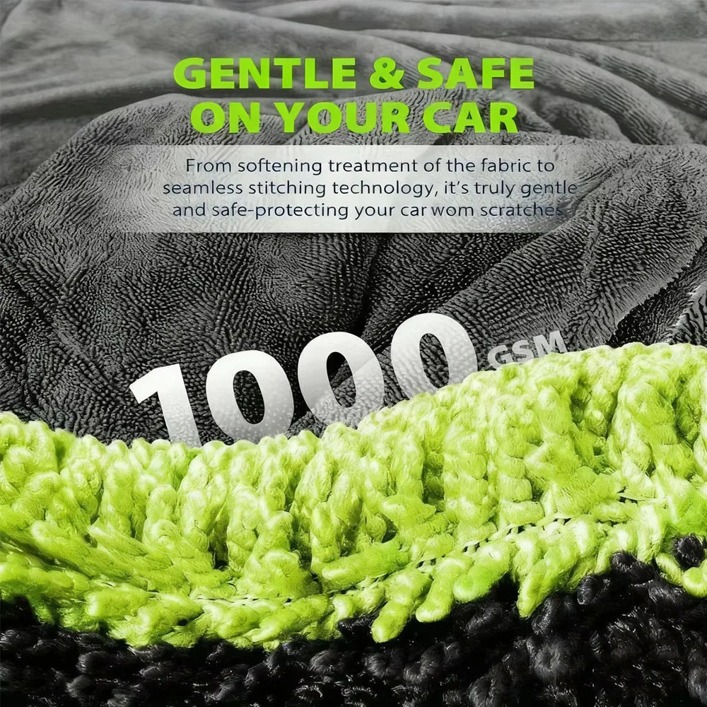 1000GSM Heavy Duty Car Drying Towel 60x120cm Oversized Double-Side Cleaning Cloth Super Absorbent Ultra-Soft Scratch-Free Towel