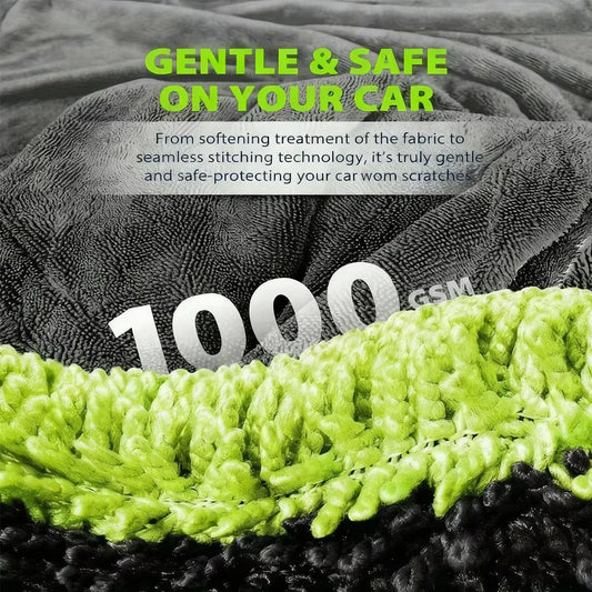 1000GSM Heavy Duty Car Drying Towel 60x120cm Oversized Double-Side Cleaning Cloth Super Absorbent Ultra-Soft Scratch-Free Towel