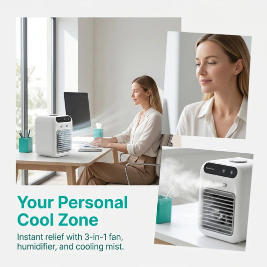 Personal Portable Air Conditioner Fan 3 in 1 Small Air Cooler Humidifier Cooling Fan for Home Office Desk