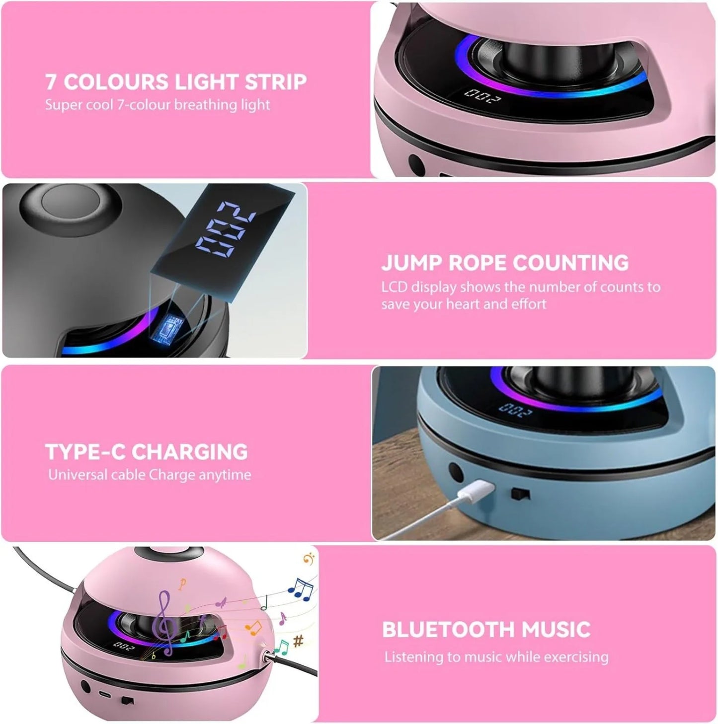 Automatic Music Jump Rope Skipping Machine Counter Electric LED Exercising Smart