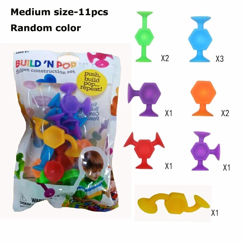 Baby Sucker Bath Toys for Kids Boys Girls Animal Shaped Suction Toys Parent-Child Interactive Game Window Travel Building Blocks