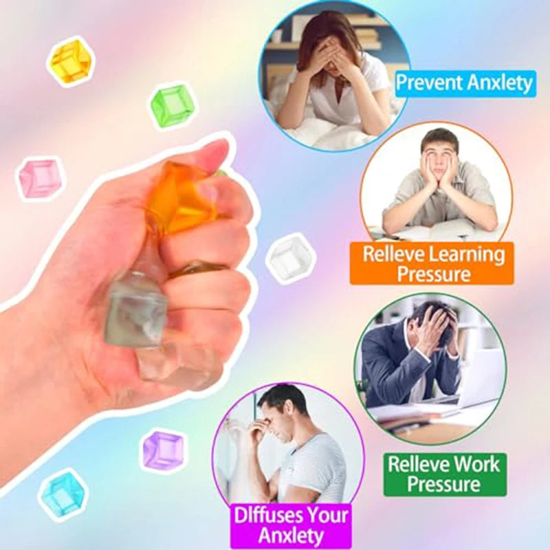 10/30/50PCS Ice Cube Square Sensory Toy Stress Ball Mochi Squishies Squeeze Toys for Adults Kids Summer Toys Party Favors