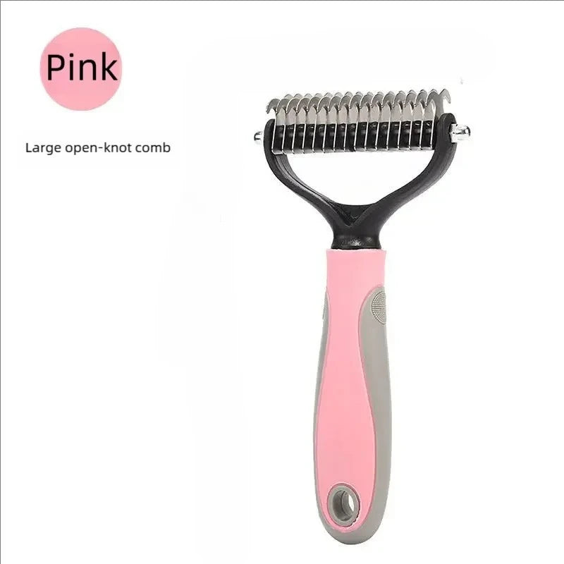 Pet Deshedding Brush Double Sided Pet Grooming Tool for Shedding and Dematting - Stainless Steel Dog Comb with Effective Results