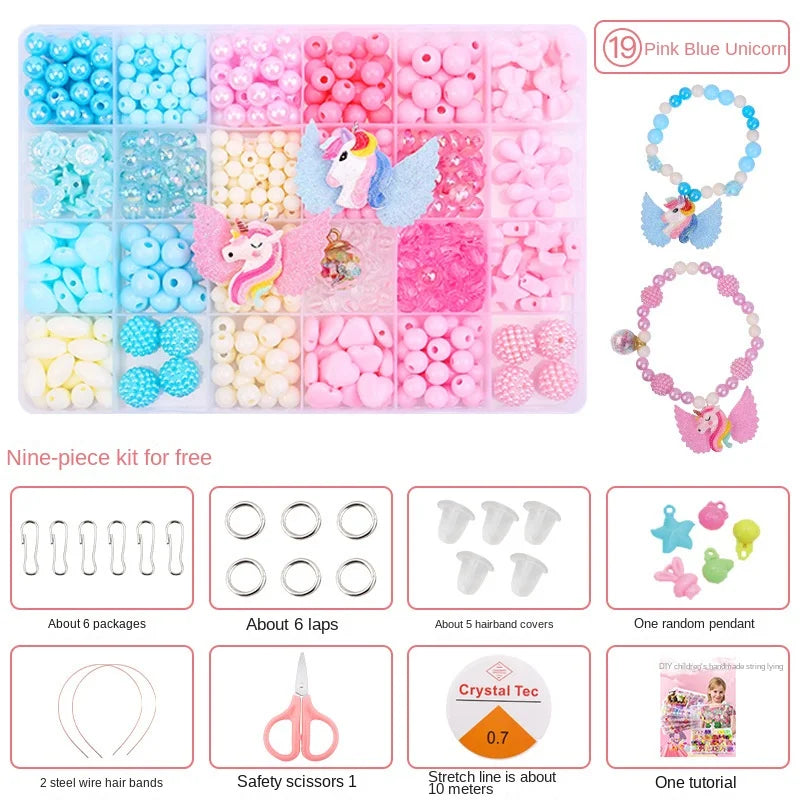 Children's Handmade Beaded Girls Wear Beads Educational Toys Diy Jewelry Bracelet Necklace Jewelry Around Beads Beads Set