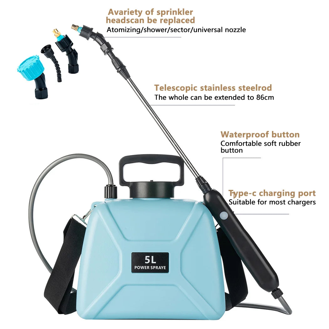 PORIYA 5L Electric Rechargeable Battery Weed Sprayer Portable Farm Garden Pump Spray AU