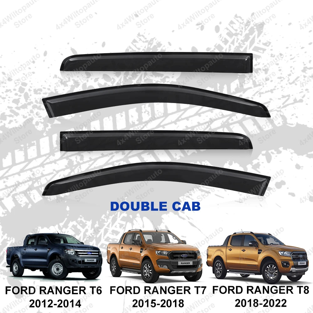 Window Deflector Sun Rain Guards For Ford Ranger T6 T7 T8 2012-2022 Wildtrak XL XLT XLS Window Visor Car Exterior Accessories