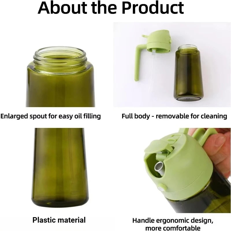 Oil Spray Bottle Oil Cruet Dispenser  Kitchen Items and Accessories 500ml Oil Spray for Cooking Plastics Spray Pour Camping BBQ