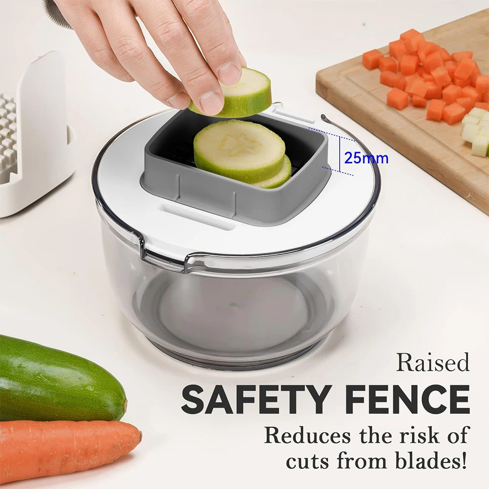 LMETJMA 3 in 1 Vegetable Chopper Multifunctional Vegetable Chopper Cutter Dicer Kitchen Potato French Fry Cutter with Container