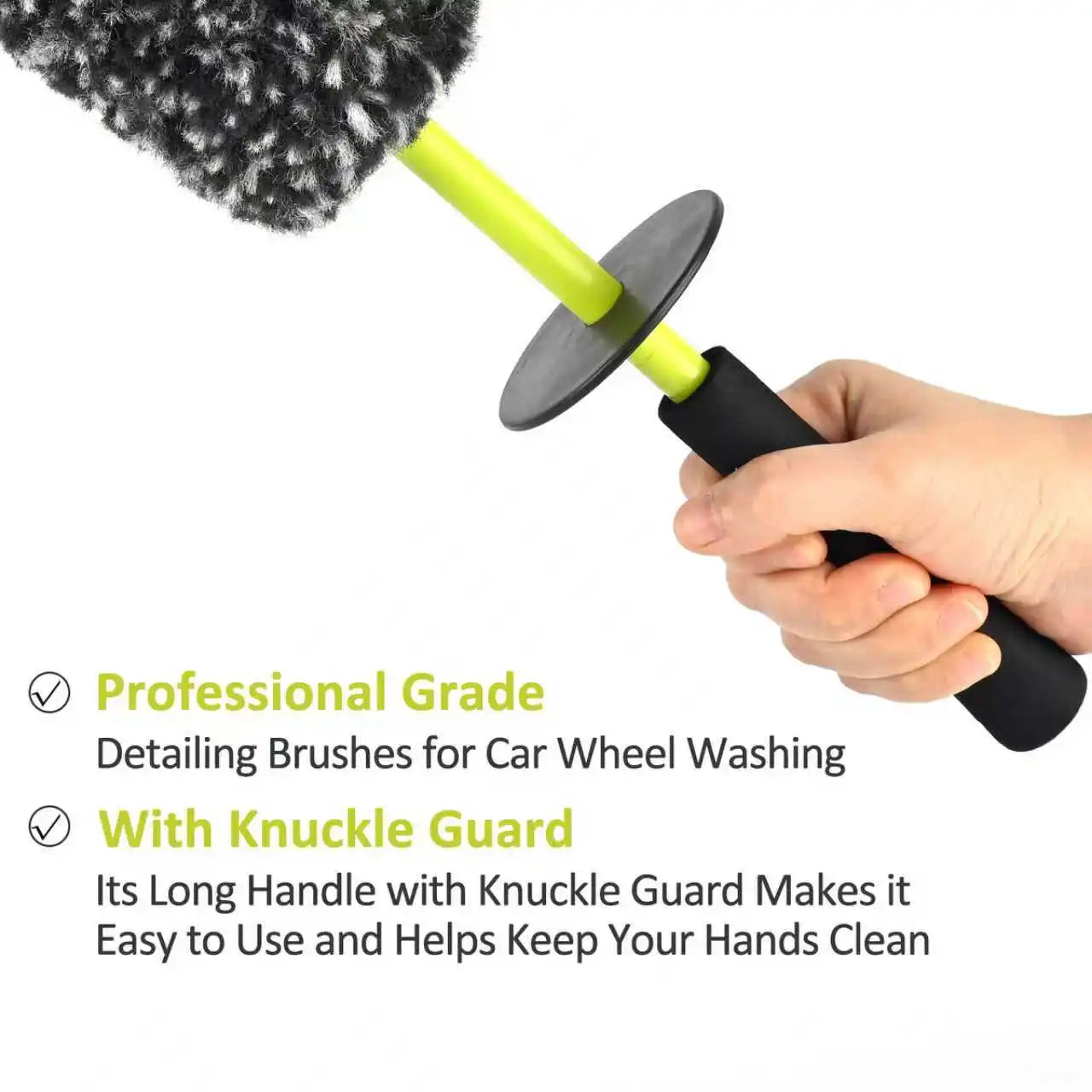 BEAR FORCE Gray-Green Wheel Rim Cleaning Brush,Non-Metal Soft Synthetic Wool Bristles, High Water Absorbency, for Car Wheels