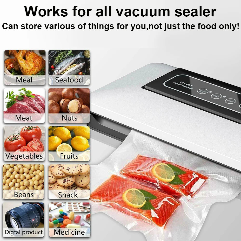 200pcs Vacuum Sealer Bags Precut Food Storage Saver Heat Seal Cryovac 6 Size