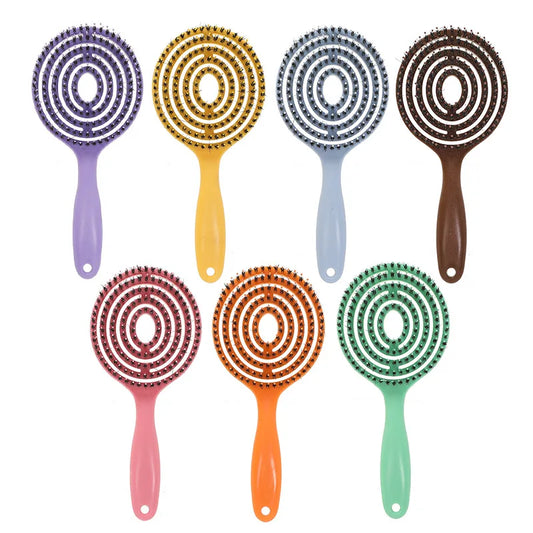 Hollow massage comb Multicolor Hollow Circular Hair Brush - Scalp Massage & Detangling Comb for Smooth Hair Styling