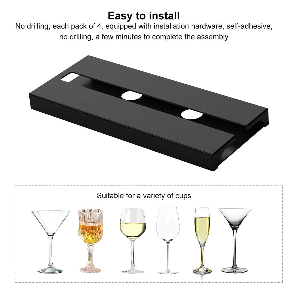Wine Glass Holder Punch Free Plastic Stemware Rack Wine Glass Hanger for Kitchen Bar Restaurant
