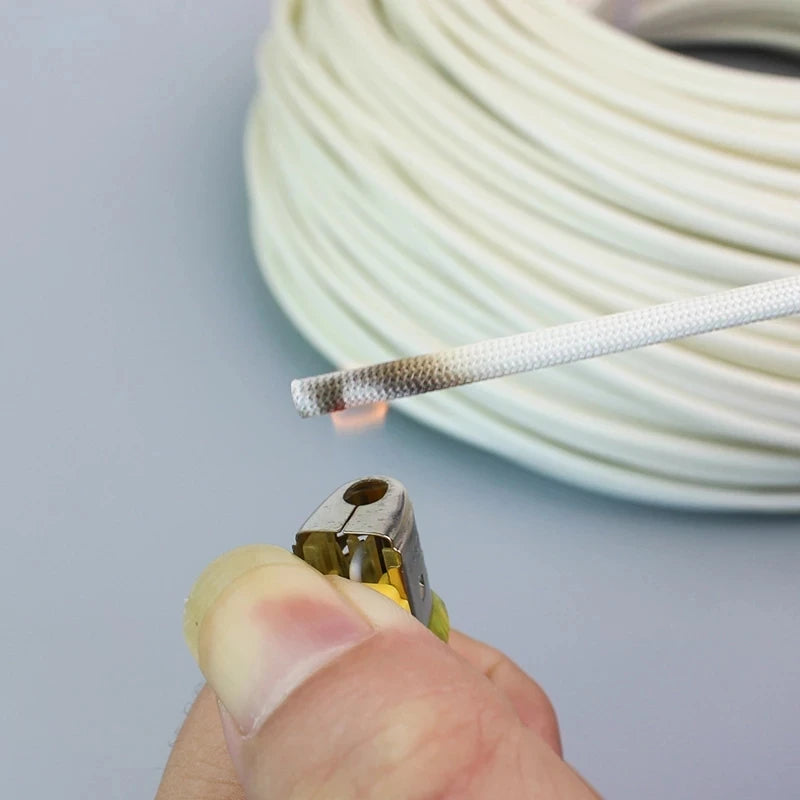 1/5/10/20M Braided Fiberglass Sleeve 600 Deg High Temperature Chemical Glass Fiber Tube Fiberglass Sleeving White ID 1mm ~ 30mm