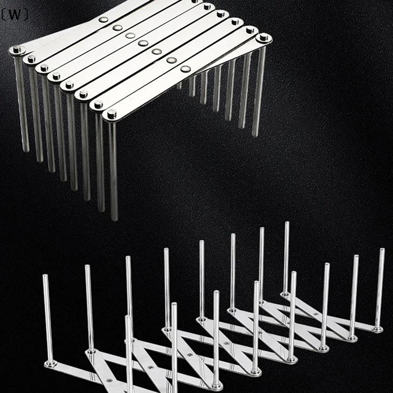 〔W〕Pot Lid Rack Pan Lid Organizer Retractable Foldable Stainless Steel Plate Dish Holder Shelf Tableware Storage Kitchen Gadgets