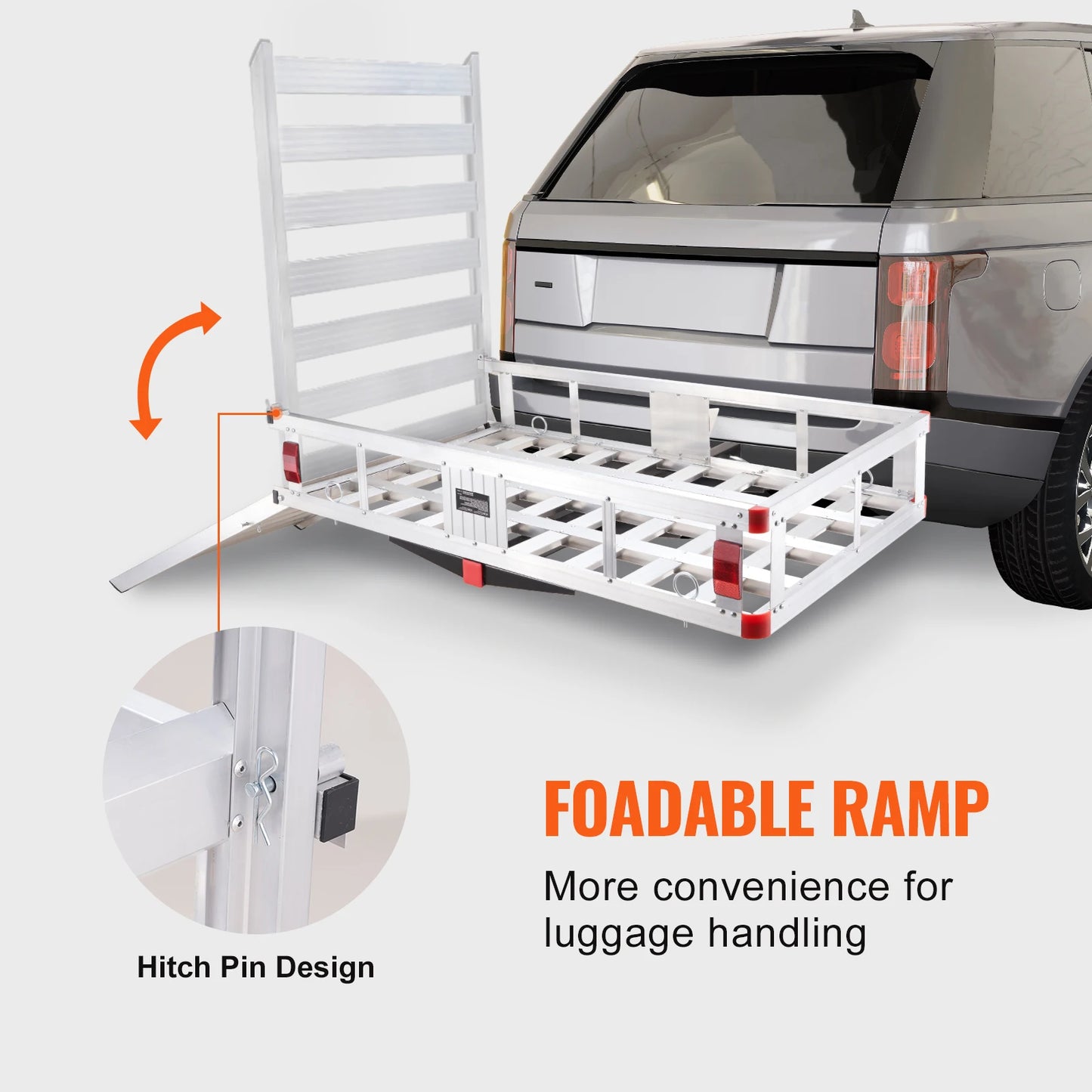 SucceBuy 47/53/60 in Hitch Cargo Carrier 400/500lb Capacity Trailer Hitch Mount Aluminum Cargo Basket for Truck Pickup Camping