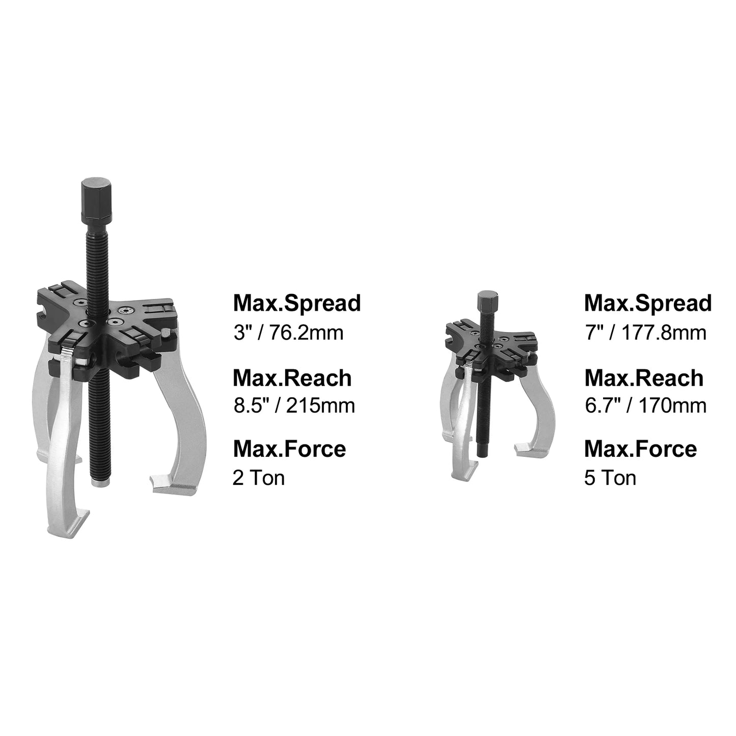 SucceBuy Gear Puller Set 3" and 7" Puller Kit 3 Jaw Gear  2 or 3 Reversible Jaws Wheel Puller 2-Piece