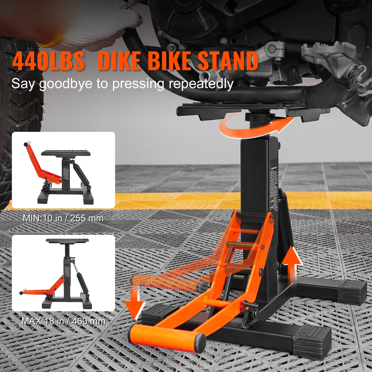 SucceBuy Motorcycle Jack Lift Stand 440 lbs Dirt Bike Lift Stand Hydraulic Lift Operation Adjustable Height Hoist Table