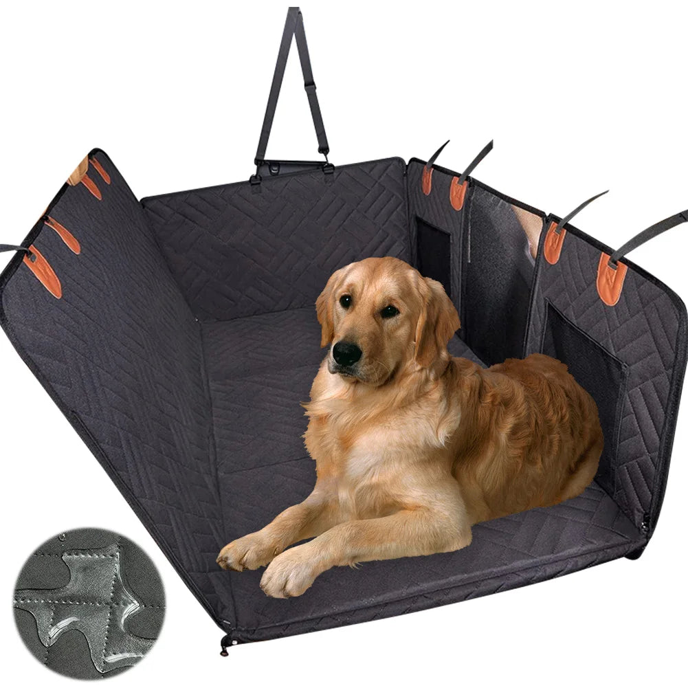 Car Rear Seat Dog Seat Cover up to 150kg Hard Bottom Rear Seat Extender 600D Heavy-Duty Anti-Scratch Washable Dog/Cat Hammock fo