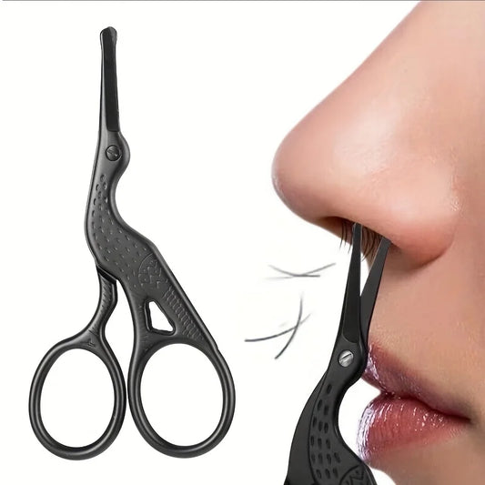 Round Head Stainless Steel Nose Hair Scissors Stork Type BeautyScissors for Eyebrows Nose Hair Beard Ear Hair Eyebrow Scissors