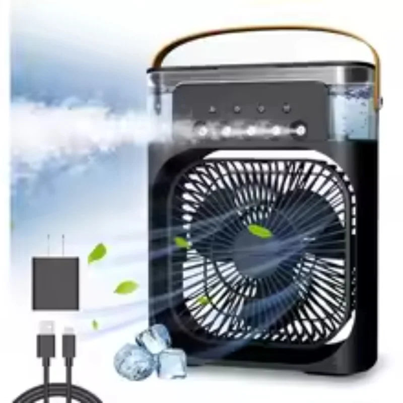3 Wind Speeds and 3 Spray Modes Office Home Fan Portable Air Conditioner Fan LED Night Light Portable Humidifier