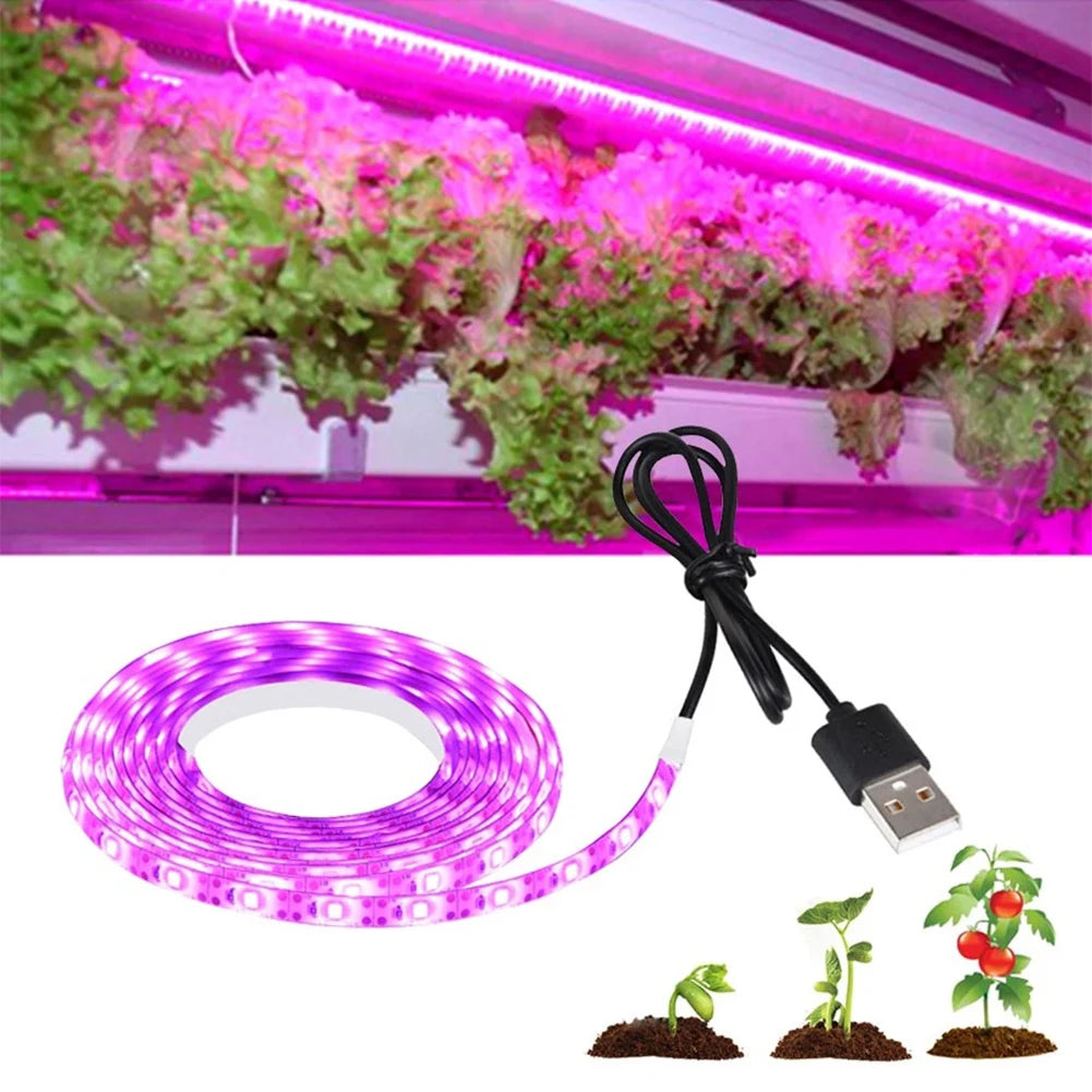 Full Spectrum USB Grow Light Strip Waterproof Indoor Veg Plant Growing Lamp for Plants Flowers Greenhouse Hydroponic