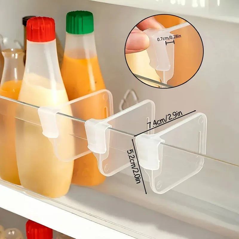 8/16/24PCS Sturdy Clear Refrigerator Organizer Dividers Adjustable Fridge Storage Kitchen Cabinets Space Saving Compartments