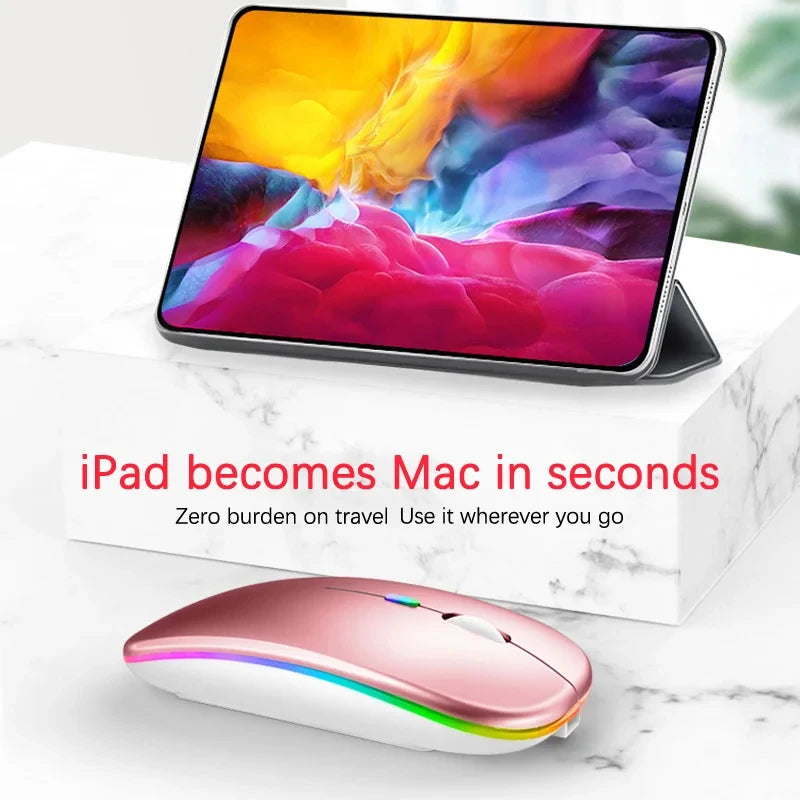 HOMEFISH PHONEPACE Dual Mode Wireless Mouse 2.4G Bluetooth Rechargeable Silent LED Backlit Optical Mice for PC Laptop