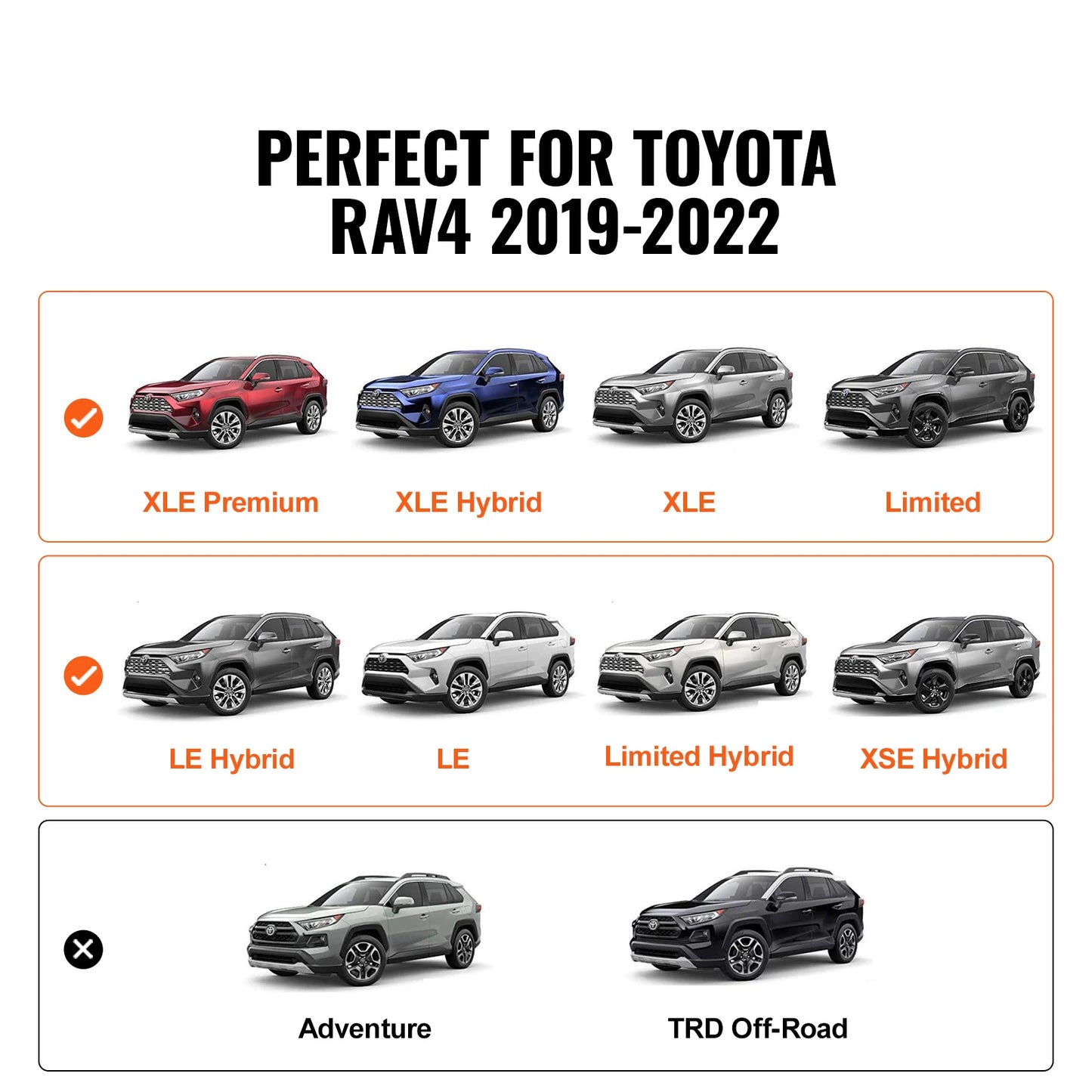 SucceBuy Roof Rack Cross Bars Compatible with Toyota RAV4 2019-2023 160lbs Load Capacity Aluminum Anti-Rust Crossbars with Locks