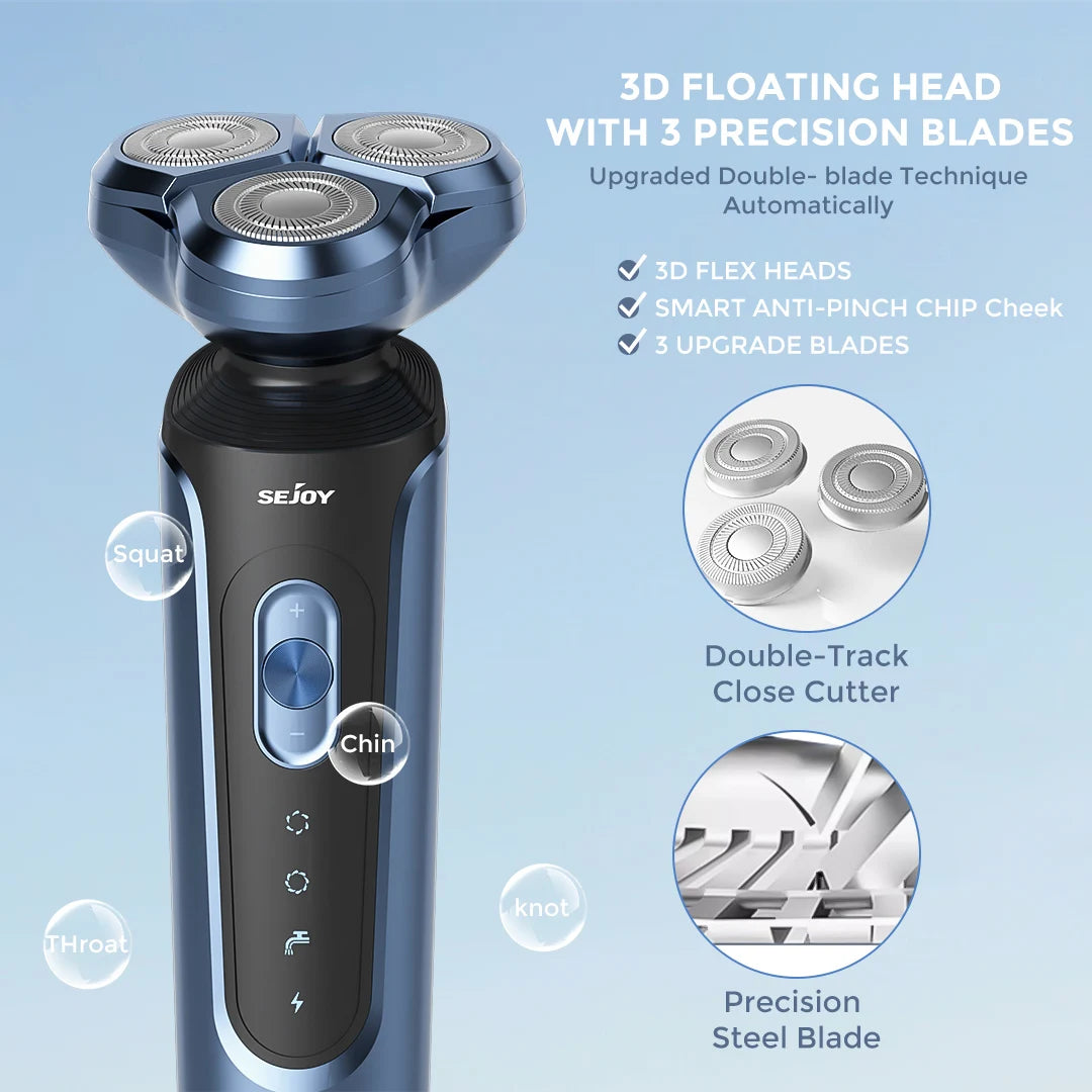 SEJOY Electric Shaver for Men,Hair Trimmer,Nose Hair Scissors,Facial Cleanser, Facial Massager Rechargeable Shaving Machine