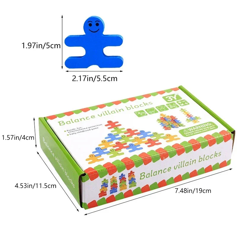 Wooden Balance Villain Blocks Montessori Toys For Toddlers,Education Stacking Toys For Fine Motor Skills-Sorting & Matching