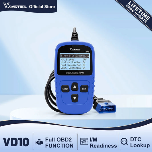VDIAGTOOL VD10 OBD2 Scanner Car Diagnostic Tool OBD2 Code Reader Engine DTC Lookup Clear Error Full OBD2 Automotive scanner