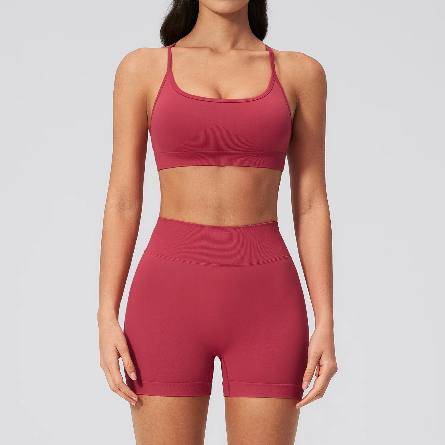 Seamless Women Yoga Suit 2pieces Fitness Gym Clothing Sports Set Sports Underwear High Waist Shorts Gym Workout Running Yoga Set