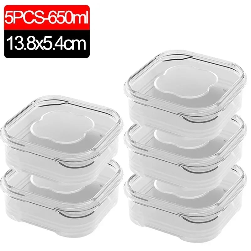 1/10PC Small Food Preservation Boxes Refrigerator Frozen Meat Vegetable Fresh-Keeping Box Transparent Kitchen Sealed 2030
