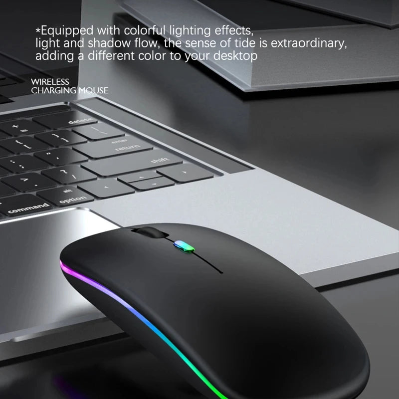 HOMEFISH PHONEPACE Dual Mode Wireless Mouse 2.4G Bluetooth Rechargeable Silent LED Backlit Optical Mice for PC Laptop