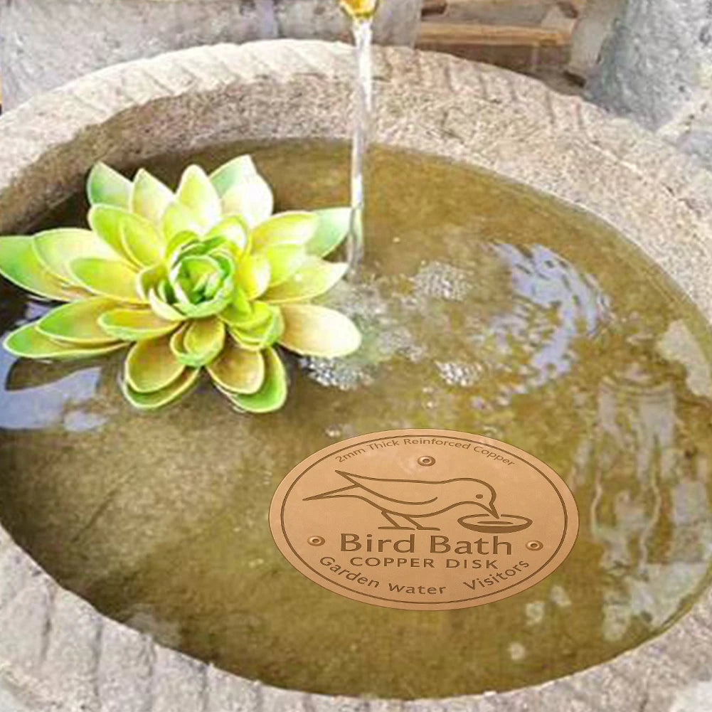 Bird Bath Copper Disk Triple-Point Support Copper Cleaning Disk Copper Bird Bath Purification Disk for Outdoor Birdbaths Bowl