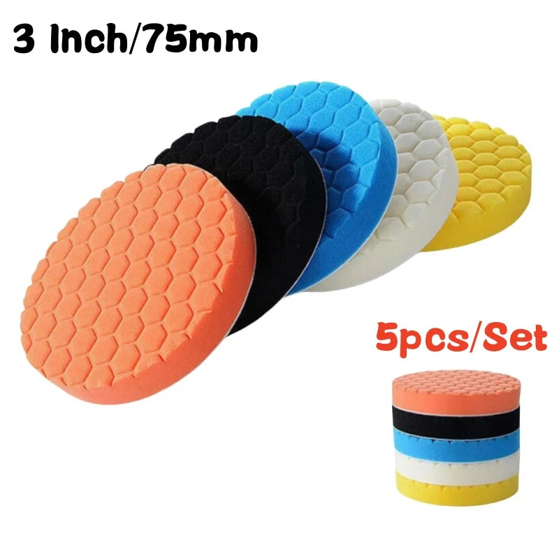 3/4/5/6/7 Inch 5pcs Car Polishing Pad Kit Auto Self-Adhesive Buffing Waxing Sponge Wheel Polishing Pad For Car Polisher 2030